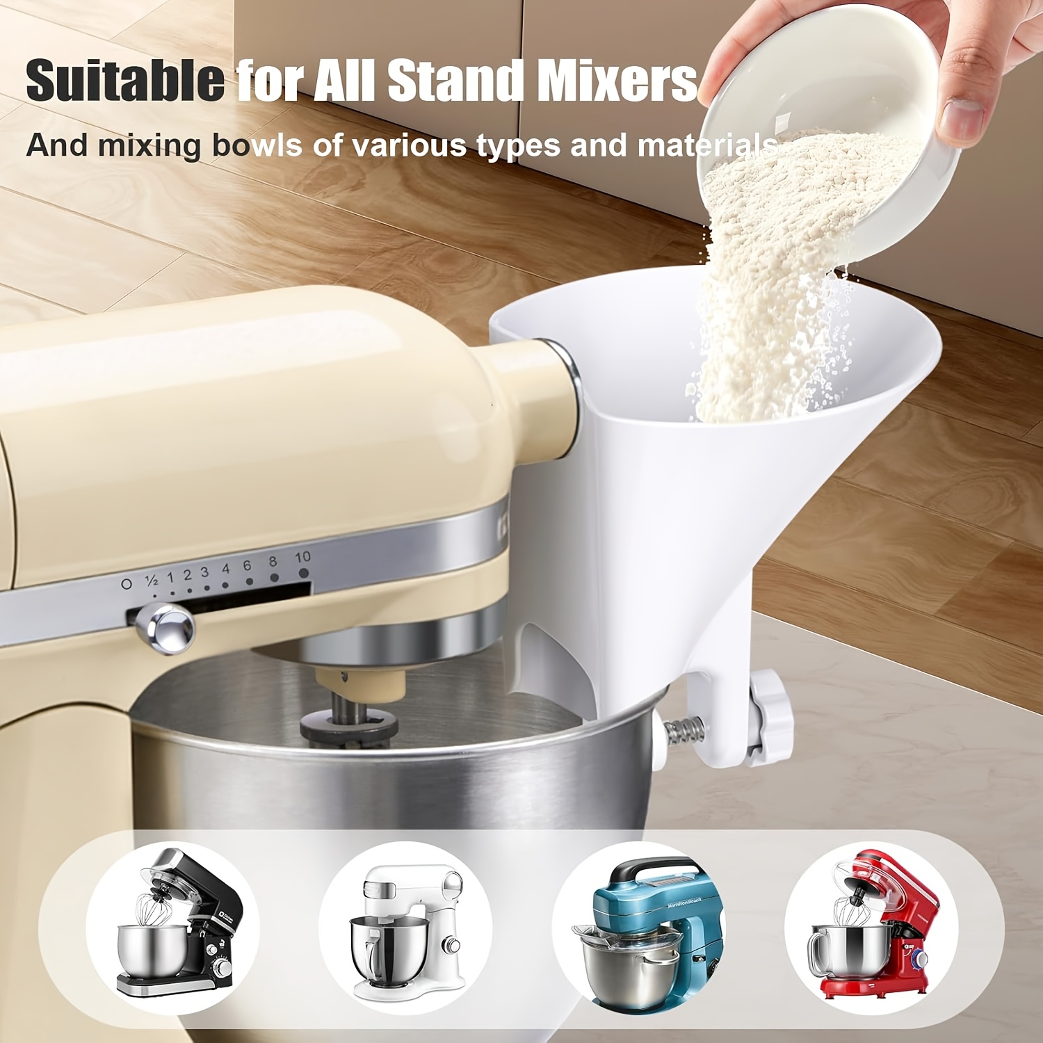 Commercial Kitchen Aid Mixer - 広口小麦粉漏斗生地シュートキッチンエイドスタンドミキサー用スペアパーツケーキベーキングキッチンヘルパーアクセサリー完璧なギフトF