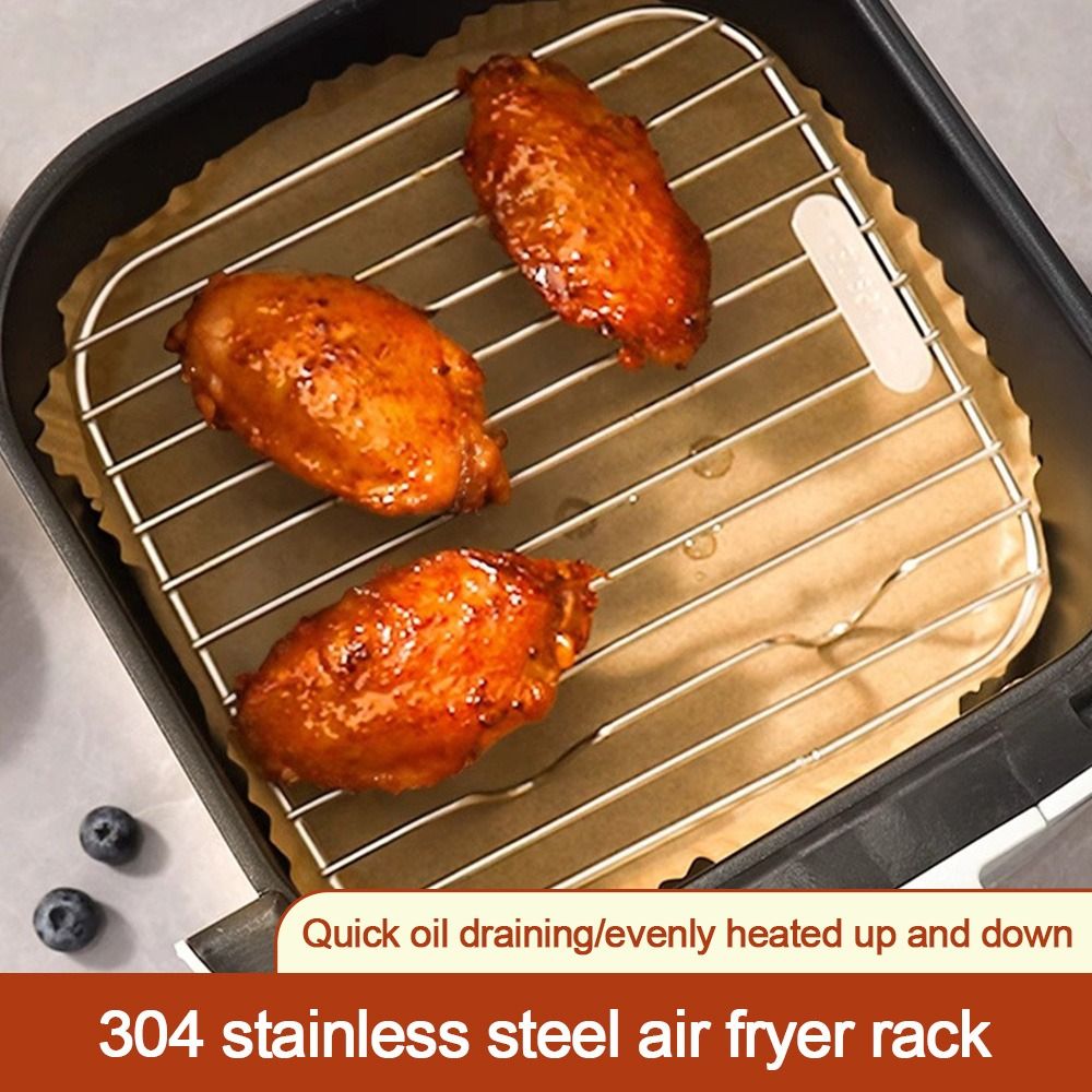 Commercial Kitchen Steamer - 丸型四角形調理ラック 足付き 厚型エアフライヤーラック 304ステンレス鋼BBQネット 家庭用キッチンオーブン蒸し器調理器