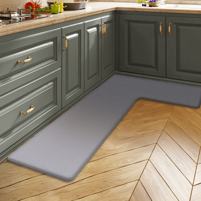 Kitchen Flooring Commercial - 無地キッチン L 字型汚れにくいソフトフロアマットレストランコーナー吸収性フロアマット浴室滑り止めマットドアマット