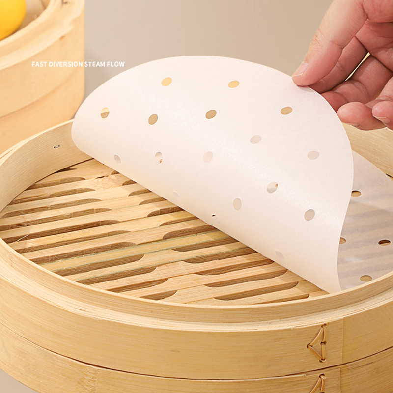 Commercial Kitchen Steamer - 50枚入り 竹蒸し器用紙 使い捨て ノンスティック蒸し器マット 油紙 エアフライヤー
