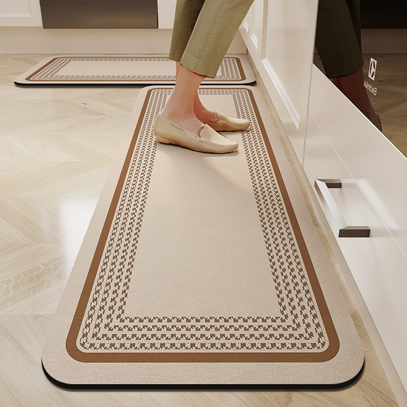 Kitchen Flooring Commercial - キッチン用ロングフロアマット、吸水性が高く掃除しやすいランドリールームキャビネット用フロントラグ、シンプルで豪華な家の装飾。
