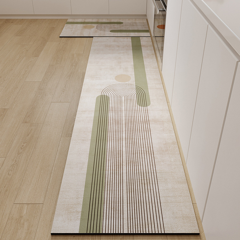 Kitchen Flooring Commercial - 家庭用滑り止めフットマット、吸水性、落下防止キッチンマット用のミニマリストの幾何学的な珪藻土マット
