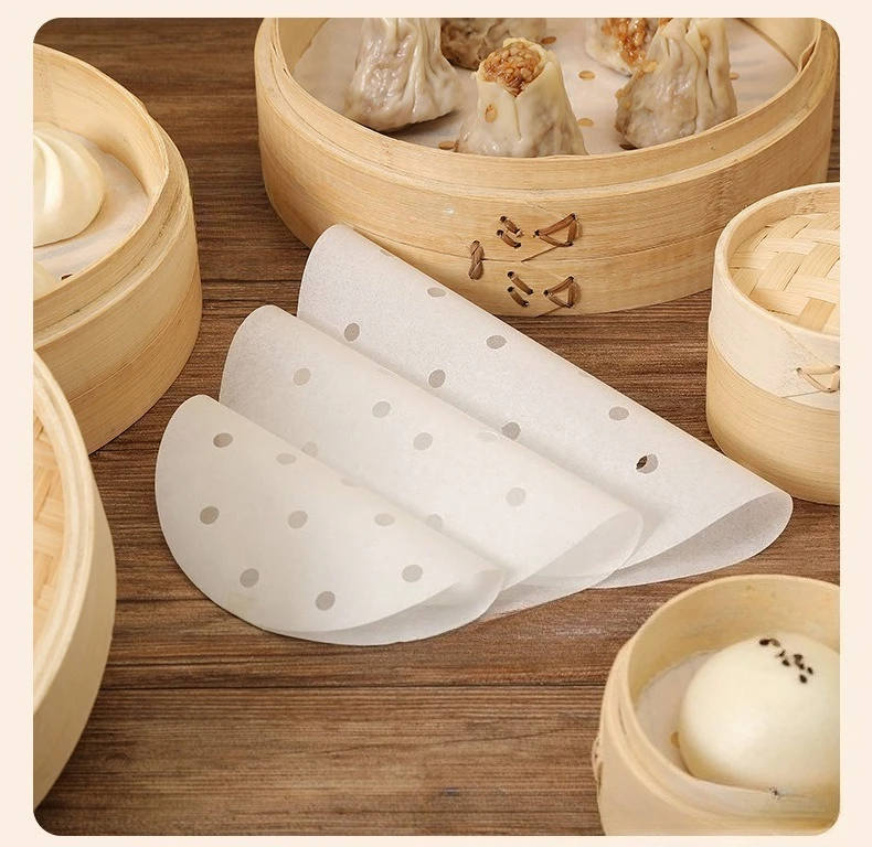 Commercial Kitchen Steamer - 100 個食品グレード使い捨て蒸し器紙ノンスティック蒸し紙蒸しパン蒸しパンパッド紙エアフライヤー紙