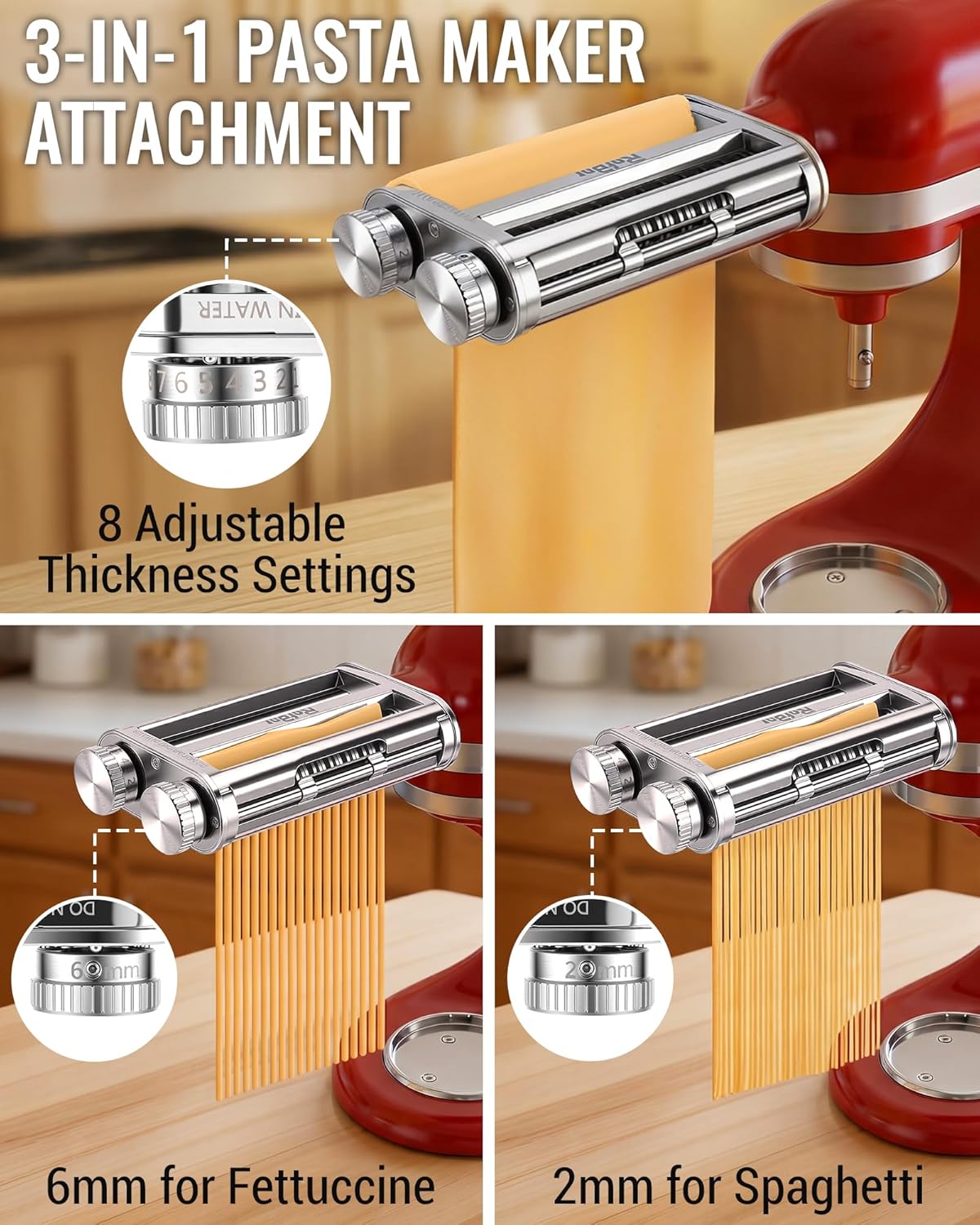 キッチンエイドミキサー3-in-1パスタローラーカッターアタ - Commercial Kitchen Aid Mixer のレビューと価格