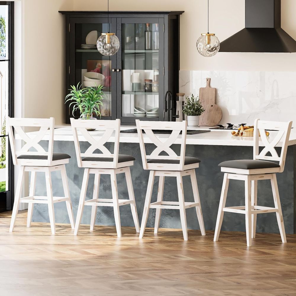 回転式バースツール2脚セット、背もたれ付き29インチバーチェ - Commercial Kitchen Set のレビューと価格