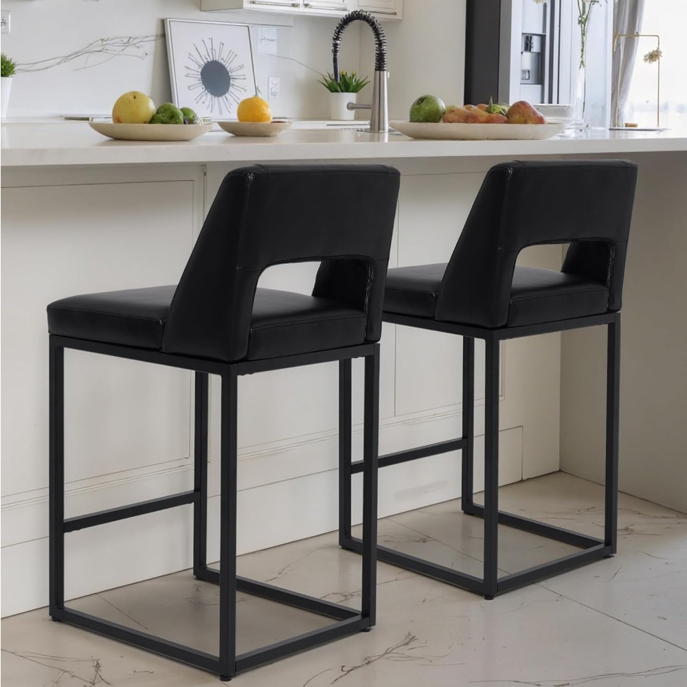 新しいブラックカウンターハイトバースツール2脚セット - モ - Commercial Kitchen Set のレビューと価格