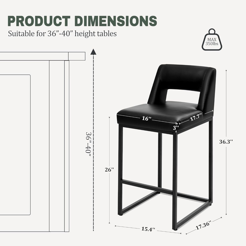 新しいブラックカウンターハイトバースツール2脚セット - モ - Commercial Kitchen Set のレビューと価格
