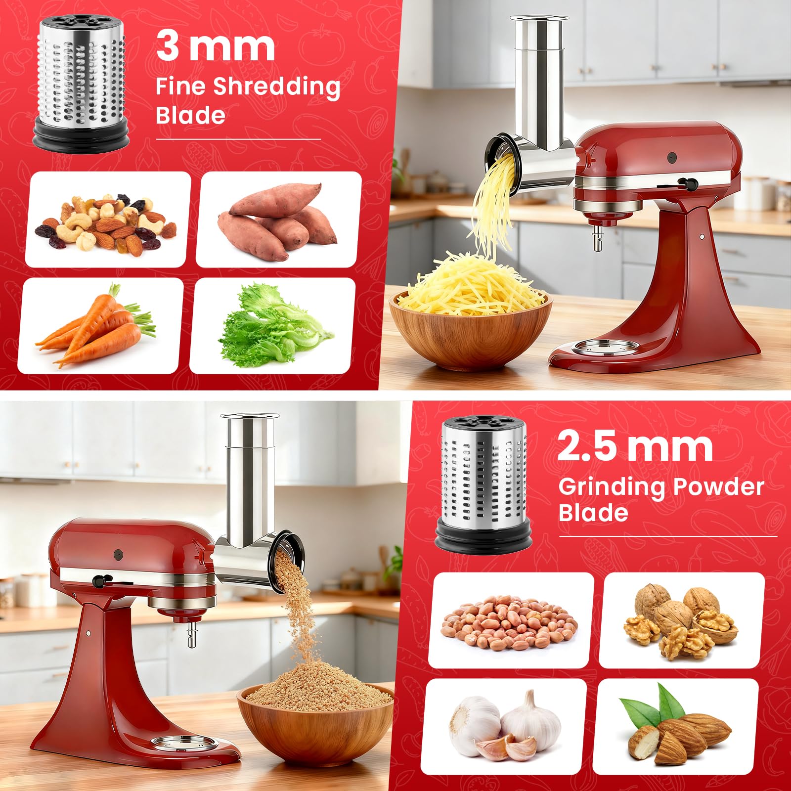 キッチンエイドスタンドミキサー用ステンレス製スライサーシュレ - Commercial Kitchen Aid Mixer のレビューと価格