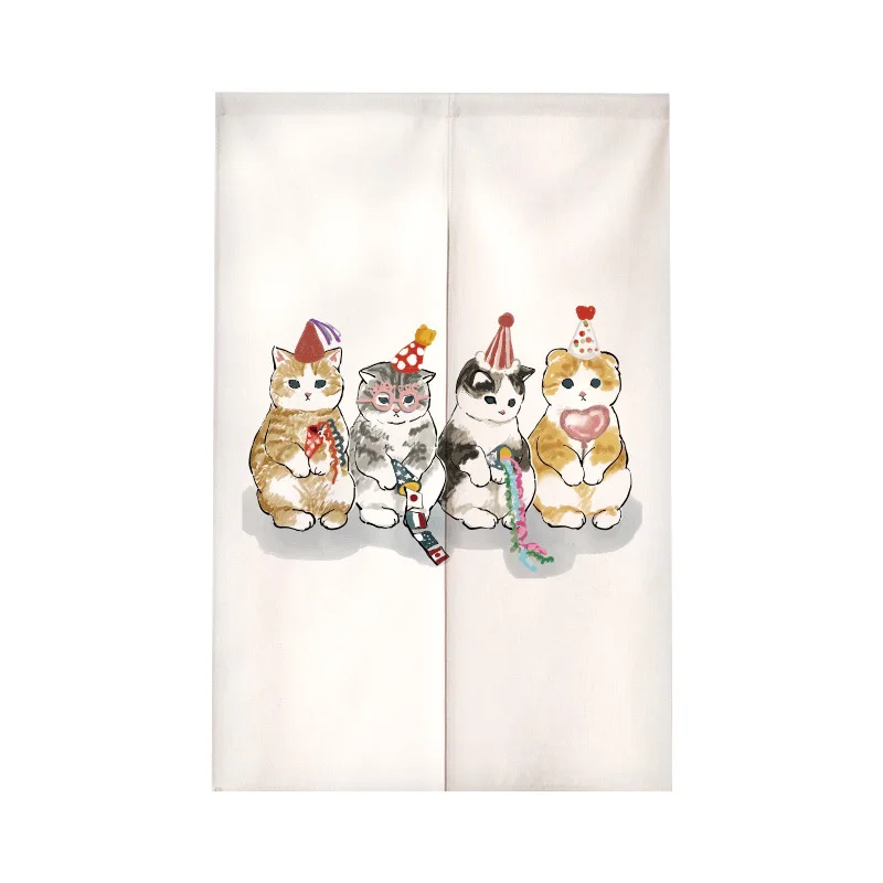 面白い猫柄の日本風ドアカーテン、ノレン、かわいいドレープ、リ - Commercial Kitchen Canopy のレビューと価格