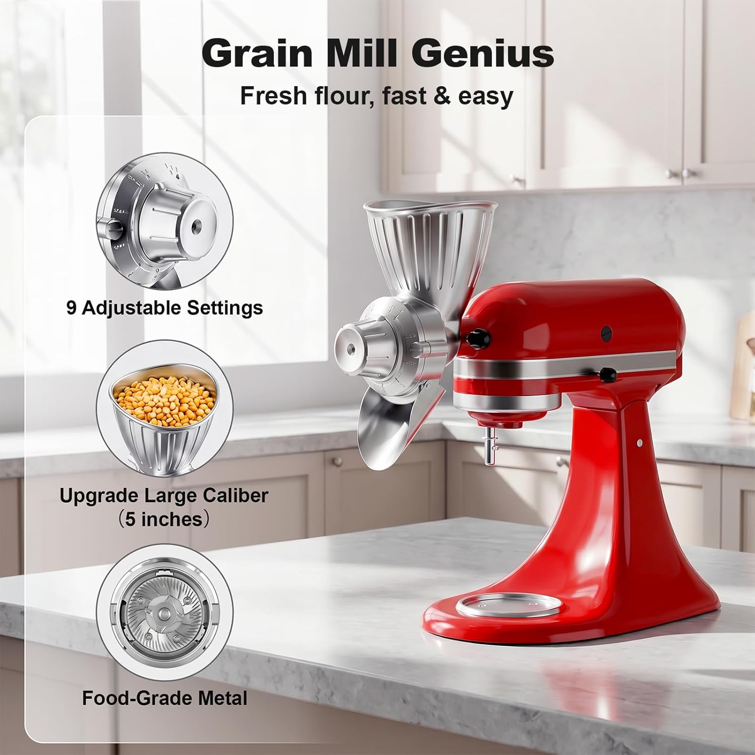 キッチンエイド用オールメタル穀物グラインダーアタッチメント、 - Commercial Kitchen Aid Mixer のレビューと価格