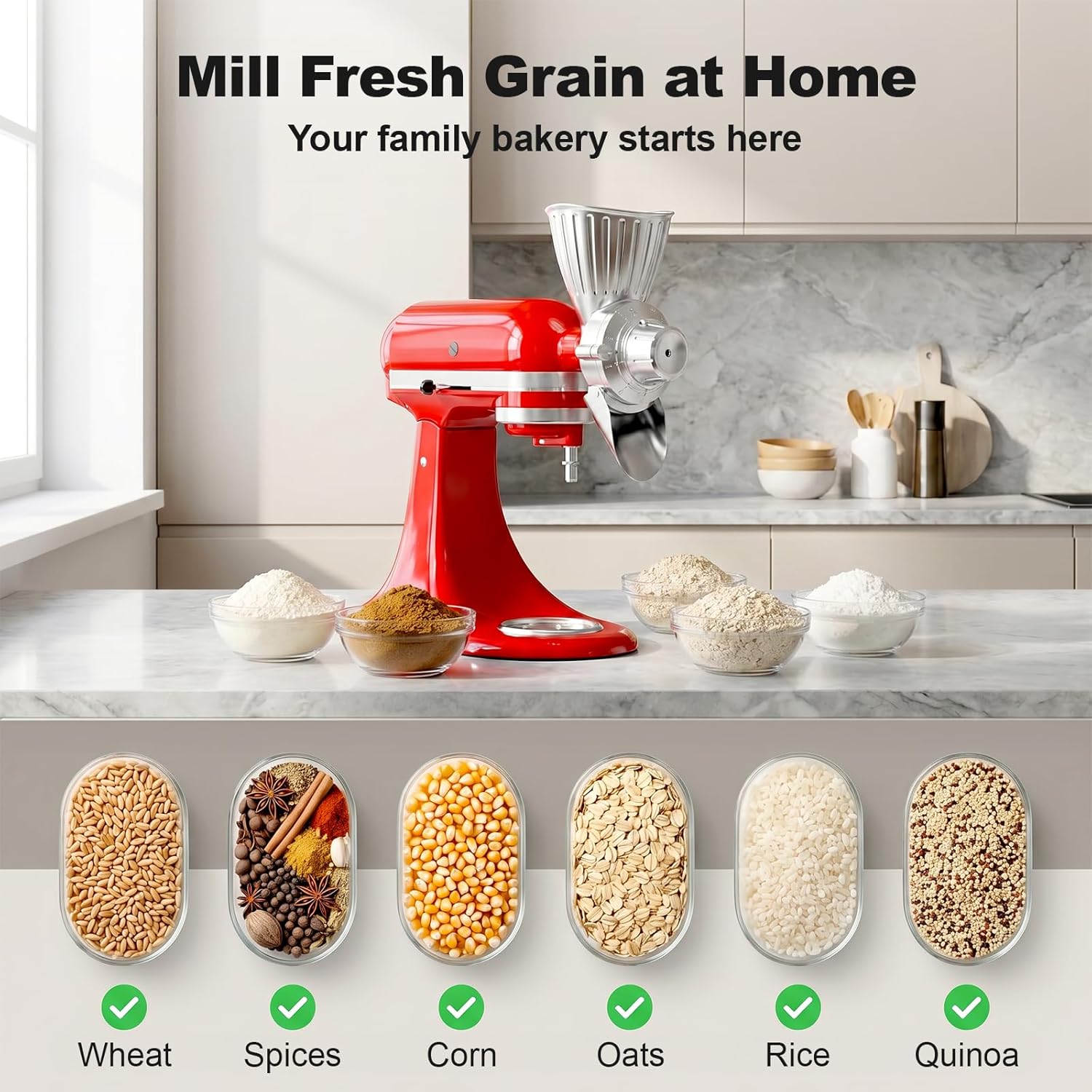 キッチンエイド用オールメタル穀物グラインダーアタッチメント、 - Commercial Kitchen Aid Mixer のレビューと価格