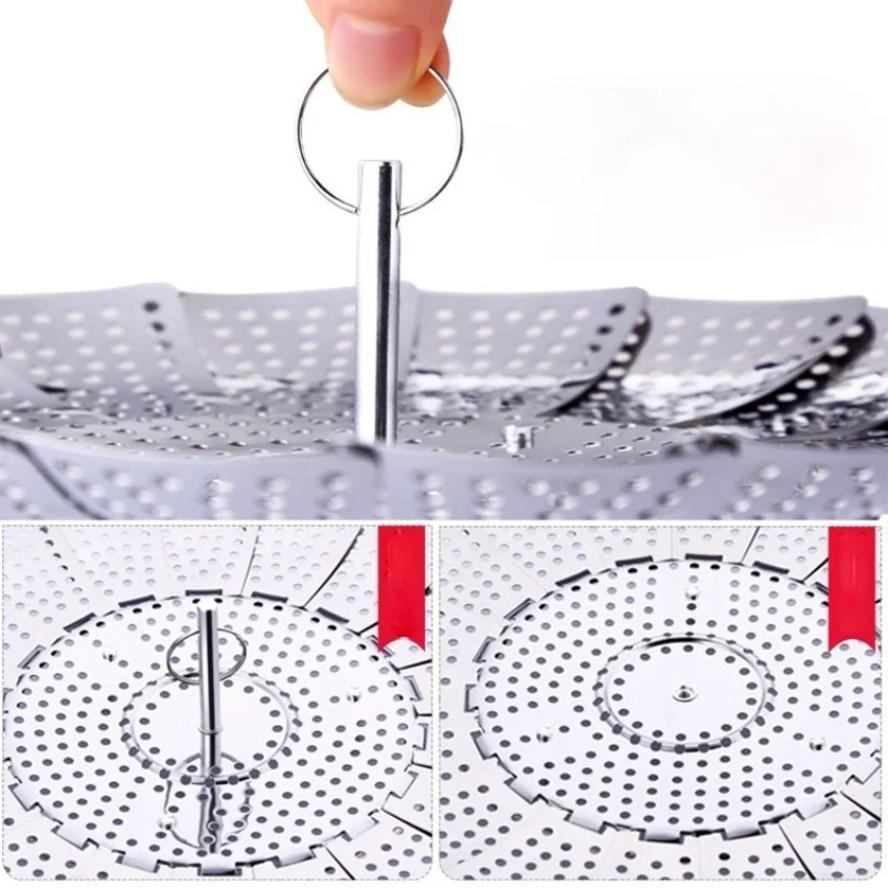 新しい 1 個キッチンステンレス鋼蒸し器折りたたみ伸縮パンフ - Commercial Kitchen Steamer のレビューと価格
