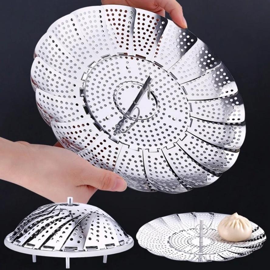 新しい 1 個キッチンステンレス鋼蒸し器折りたたみ伸縮パンフ - Commercial Kitchen Steamer のレビューと価格