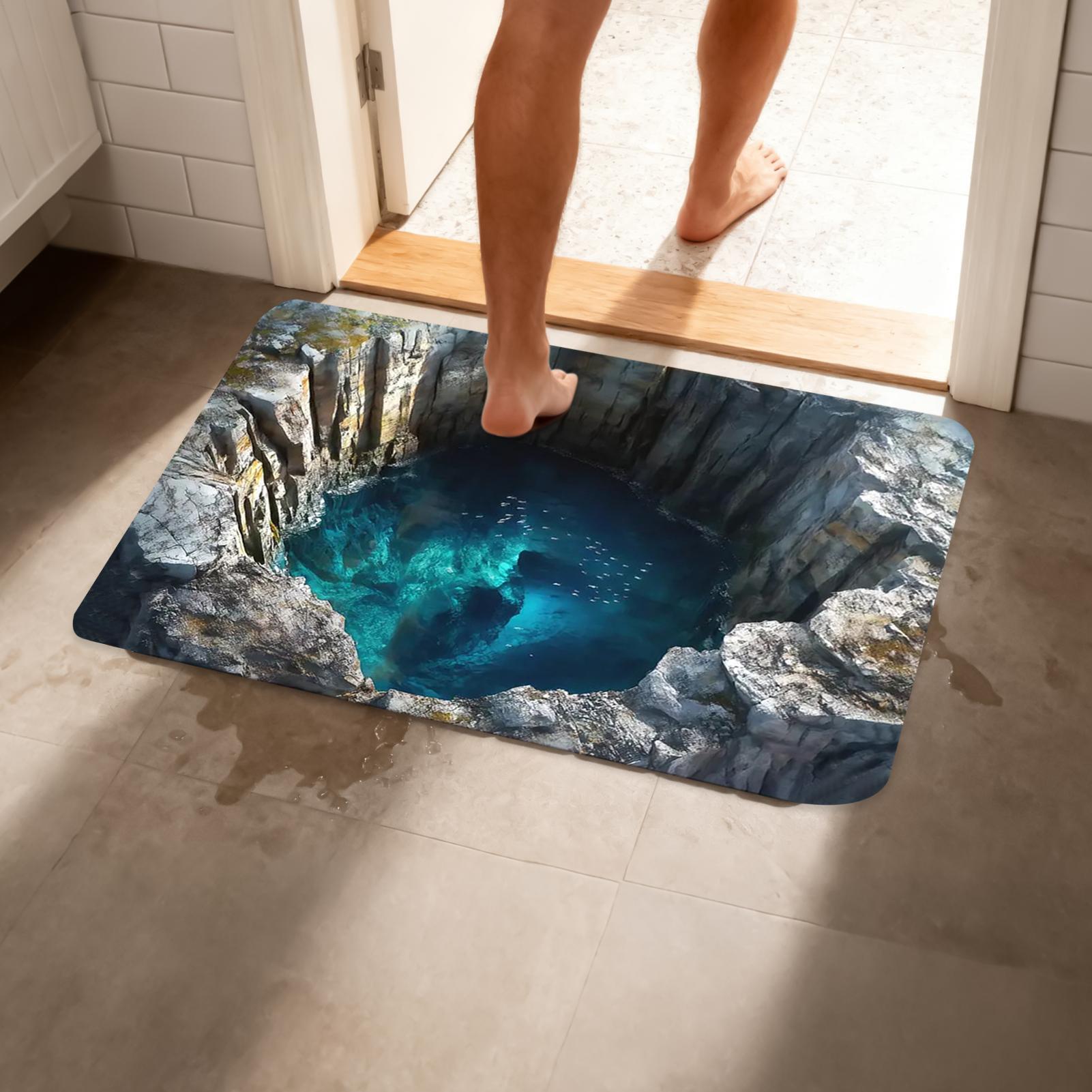 3D錯覚ホールラグ滑り止めカーペットお手入れ簡単ペット対応フ - Kitchen Flooring Commercial のレビューと価格