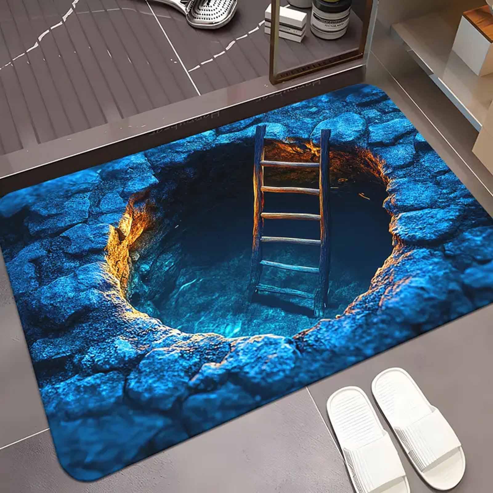 3D錯覚ホールラグ滑り止めカーペットお手入れ簡単ペット対応フ - Kitchen Flooring Commercial のレビューと価格
