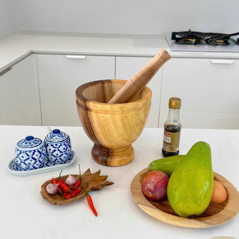 天然アカシア木製のすり鉢とすりこぎ棒セット、家庭用・業務用ニ - Commercial Kitchen Set のレビューと価格