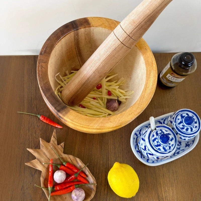天然アカシア木製のすり鉢とすりこぎ棒セット、家庭用・業務用ニ - Commercial Kitchen Set のレビューと価格